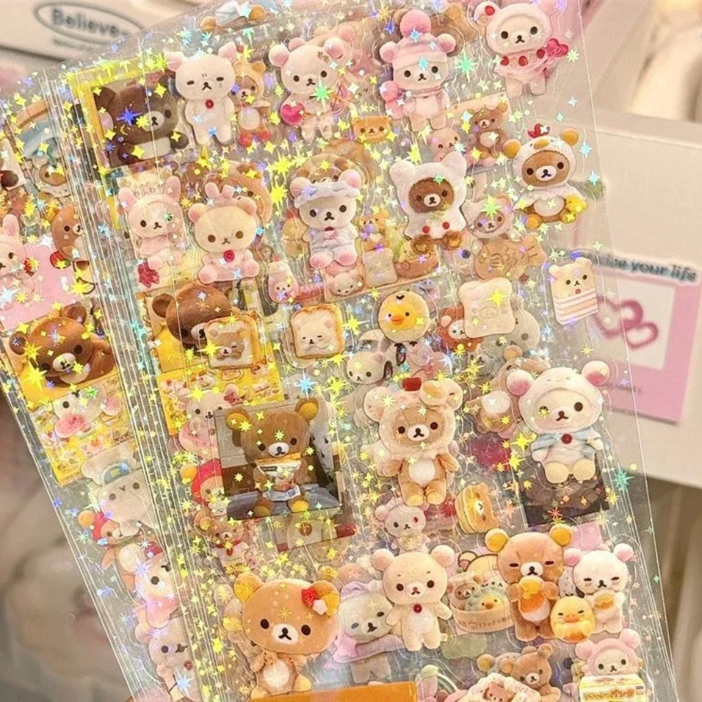 Kids Toys Return Gift - 5Sheets Cartoon Rilakkuma Cute Stickers Die-cutting