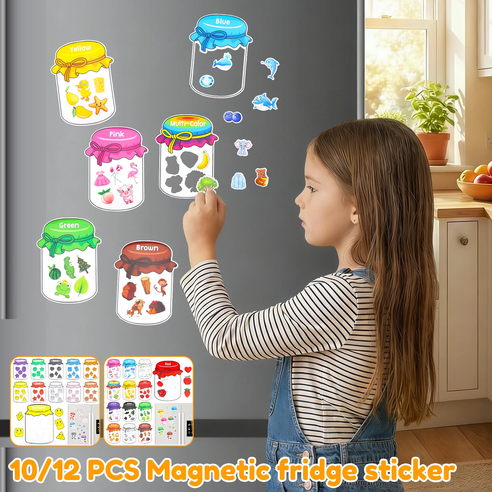 12/10Pcs Color Sorting Fridge  - Kids Toys 2 Year Old ulasan dan harga